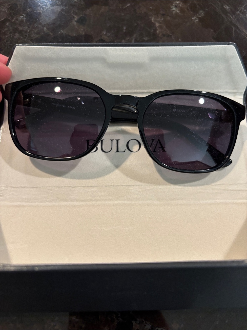 NWT Bulova Black Frame Sunglasses with Dark Purple Lenses